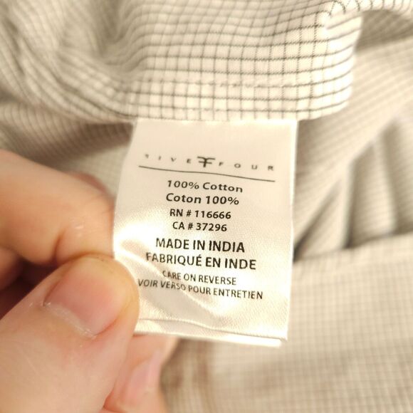 NWOT Five Four Club Mens XL White Gray Plaid Long Sleeve Button Up Down Shirt - Picture 4 of 7